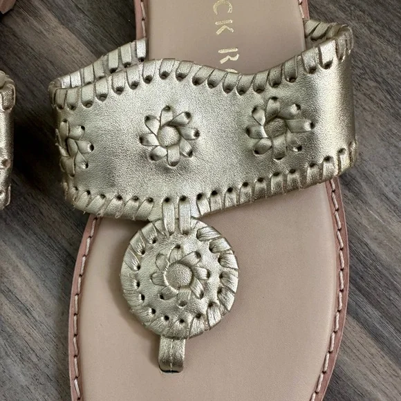 Jack Rogers Metallic Gold Jack Flat Sandals - Picture 2 of 6